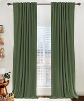 100% Blackout Shield curtains with back-tab and rod pocket offer easy installation and full darkness.