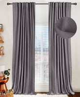 100% Blackout Shield linen closeup shows premium blackout coating for complete darkness.