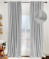 100% Blackout Shield linen blackout curtains with backtab for bedroom privacy and light control