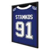 1DOT2 16x20 shadow box frame front view in pine wood for premium jersey display