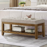 24KF rectangular ottoman linen tufted seat for living rooms