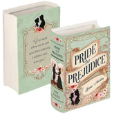 2IMT ceramic book vase with Pride and Prejudice motif for shelves.
