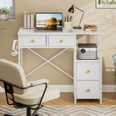 3IngSeagulls small desk with four fabric drawers keeps essentials neatly organized