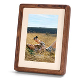 3Liangthings walnut frame showcases 4x6 photo in a horizontal desk display