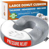 5 Stars United donut pillow front view supports the tailbone for longer sits.