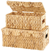 84ECO scalloped wicker baskets with lid on countertop for stylish storage