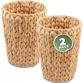 84ECO wicker trash can natural front view highlights handwoven texture and sturdy base