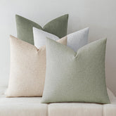 A Moment waterproof green pillow cover in a 4-pack close-up showing stain resistance