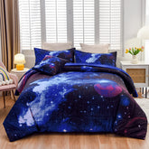 A Nice Night Galaxy bedding full set appearance enhances kids' rooms with adventurous space styling.