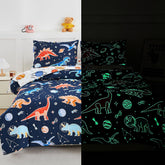A Nice Night glow dino comforter with galaxy print for nighttime fun