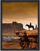 A PLUS MAX 19x25 frame on wall with black wood-grain finish