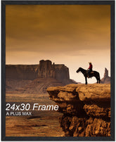 A PLUS MAX 24x30 frame front view with wood-grain finish for wall display.