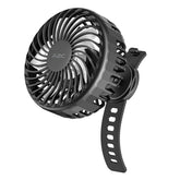 A2C Rechargeable Gym Fan clipped to Peloton bike for workouts.