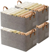 AARAINBOW linen closet organizer top view with gray stackable bins for shelving and organized storage.