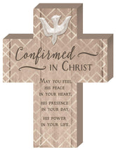 Abbey Gift Confirmed in Christ cross with easel, for wall or shelf display