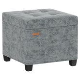 ABHENG Chenille cover steel-frame ottoman from the front shows sturdy build and neutral gray finish.