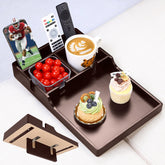 Acanacle sofa insert tray between cushions provides a stable surface for drinks.