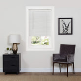 Achim cordless Sundown mini blind Pearl White blocks light for a cozier daytime space