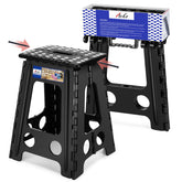 ACKO folding step stool 17.5-inch in action offers stable reach for shelves.