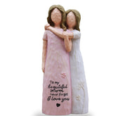 AcowSpt mother daughter figurine pink front view showing warm embrace