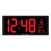AcuRite oversized digital wall clock front view with bold red digits for easy visibility