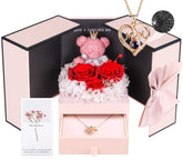 ADDWel preserved roses with I Love You necklace in a gift-ready display.