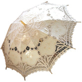 AEAOA lace parasol ivory open for bridal photos with timeless elegance