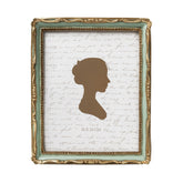 AELS 8x10 vintage frame front view with gold and green finish for display.