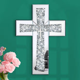 Aeveco cross wall decor: silver mirrored cross adds luminous focal point to living rooms