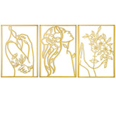 AGIOTA three-piece gold wall decor above bed enhances bedroom ambiance