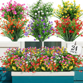 AGIRL 24-bundle artificial flowers outdoor display with vibrant year-round color