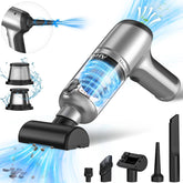 AHNR cordless car vacuum front view highlights compact design for easy storage.