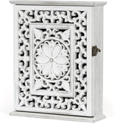 AHUONEL wooden key holder on wall with six hooks for organized entry