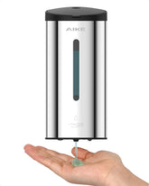 AIKE automatic wall-mount soap dispenser with polished front view enables quick, hygienic handwashing.
