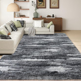 Ailyei Shag Rug 8x10 abstract grey, front view, plush texture for cozy living spaces.
