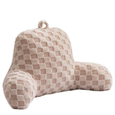 Aimuan reading pillow front view with beige checkered cover for cozy bed reading