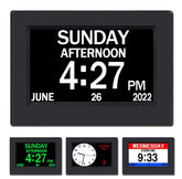 AINFTIME DST Clock 7in elderly display shows date and time clearly.