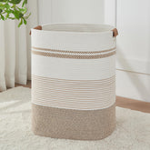 AINUOQI laundry basket with handles shows natural weave for sturdy storage.