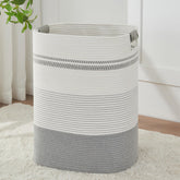 AINUOQI laundry basket with handles tall blanket storage in grey for bedrooms.