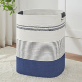 AINUOQI laundry basket with rope weave and leather handles for portable organization.