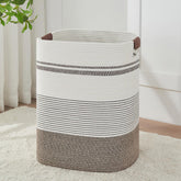 AINUOQI laundry hamper with tall rope weave for stylish storage and easy laundry sorting.
