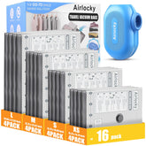 Airlocky travel vacuum bags with pump front view for space-saving packing