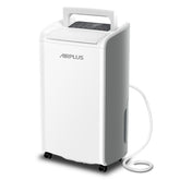 AirPlus dehumidifier installed in a basement with a drain hose for continuous operation.