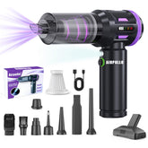 Airpollo car vacuum with LED screen in action, monitoring suction and battery status.