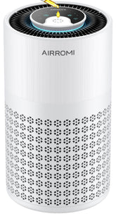 AirROMI A2001 purifier front view with 3-in-1 filtration.