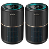 AIRTOK 2-pack air purifier in black with front view for home or office, compact and powerful.