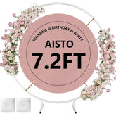 Aisto round backdrop stand arch creates an elegant wedding backdrop with balloons.