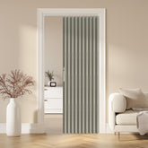 AJAZZ blackout accordion door with magnetic closure blocks light and drafts.