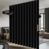 AJAZZ 100% blackout accordion curtain folded for space-saving privacy.