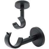 A Key Tech heavy-duty wall-mount curtain rod bracket in black for secure curtain support.